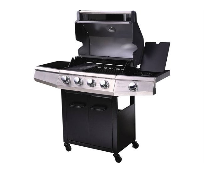 Conforama Barbacoa a gas "Bingo 5" - 5 quemadores (1 lateral) - 15.2kW + Funda de protección - Negro Ventas relámpago