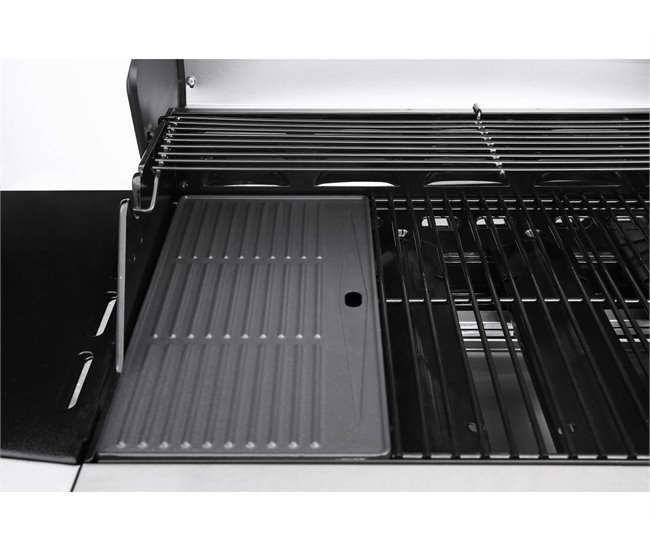 Conforama Barbacoa a gas "Bingo 4" - 4 quemadores (1 lateral) - 14kW + Funda de protección- Plateado Descuento