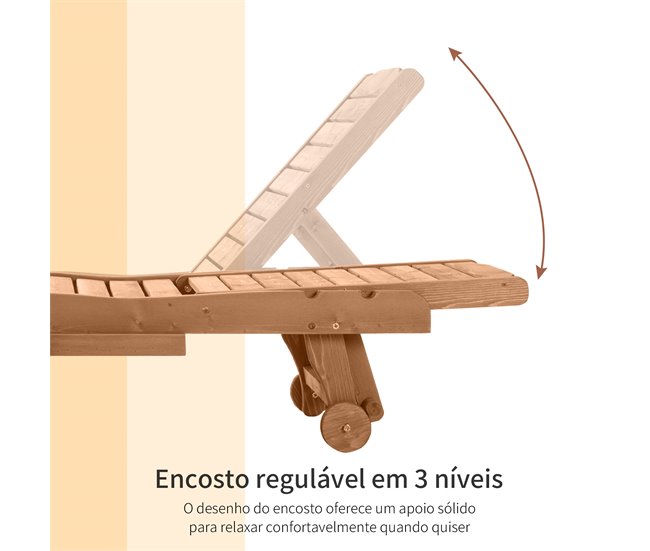 Conforama Outsunny Tumbona de Madera Exterior Silla Reclinable de Jardín con 2 Ruedas Respaldo Ajustable en 3 Niveles y 1 Bandeja Carga 130 kg para Terraza Patio Natural Mejor oferta