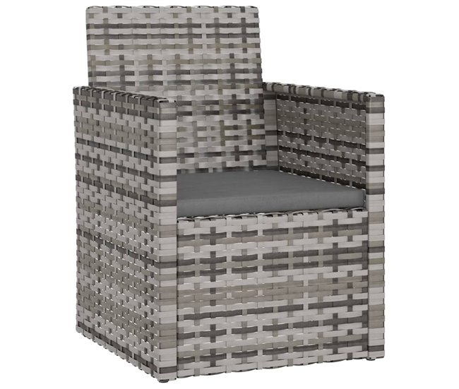 Conforama Muebles de jardín con cojines 3 piezas ratán sintético gris VidaXL Oferta especial