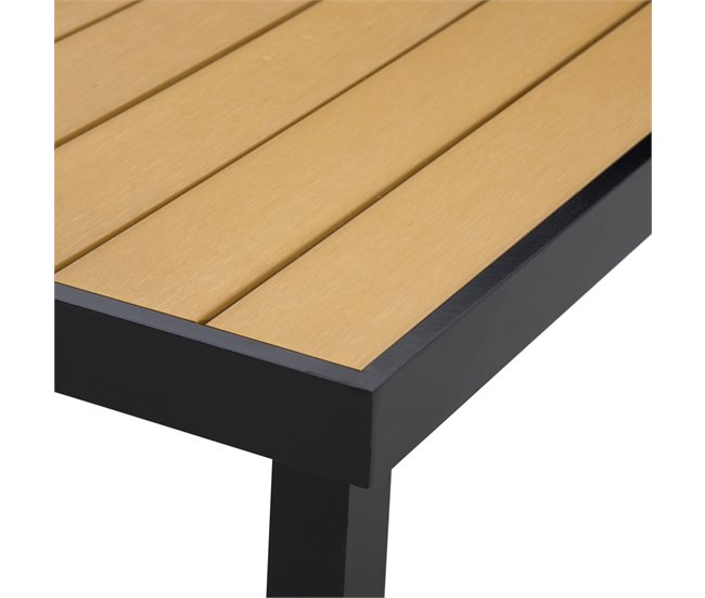 Conforama Outsunny Mesa de Jardín Rectangular para 8 Personas Mesa de Comedor Exterior 190x90x74 cm con Encimera de Listones y Estructura de Aluminio para Terraza Balcón Natural y Negro Envío gratis