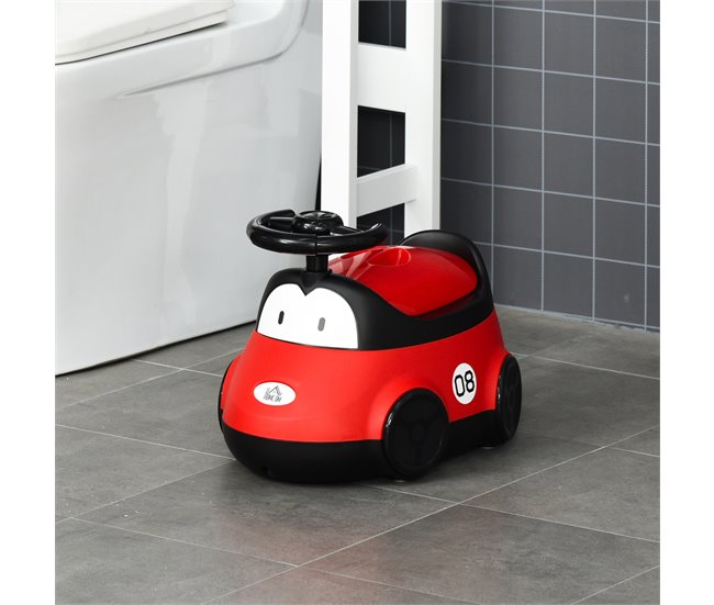 Conforama HOMCOM Orinal para Bebé de 6-36 Meses WC Aprendizaje Entrenamiento Portátil en Forma de Automóvil con Tapa y Volante Fácil de Limpiar Carga 50 kg 40x27 5x29 1 cm Rojo Promoción por tiempo limitado