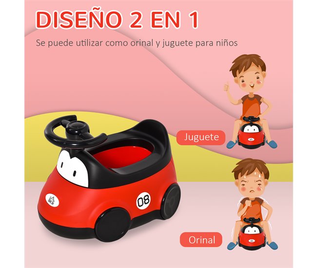 Conforama HOMCOM Orinal para Bebé de 6-36 Meses WC Aprendizaje Entrenamiento Portátil en Forma de Automóvil con Tapa y Volante Fácil de Limpiar Carga 50 kg 40x27 5x29 1 cm Rojo Promoción por tiempo limitado