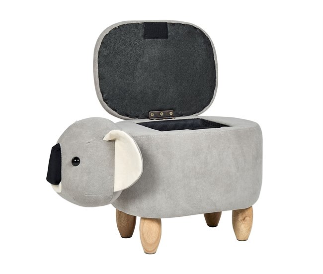 Conforama Reposapiés de terciopelo gris claro/madera clara COALA Liquidación