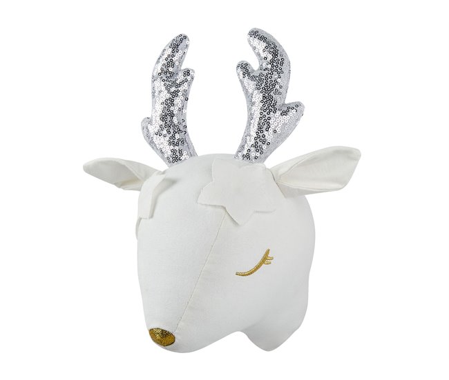 Conforama Decoración de pared de algodón blanco crema/plateado/dorado 20 x 29 cm SUZY Tienda de fábrica