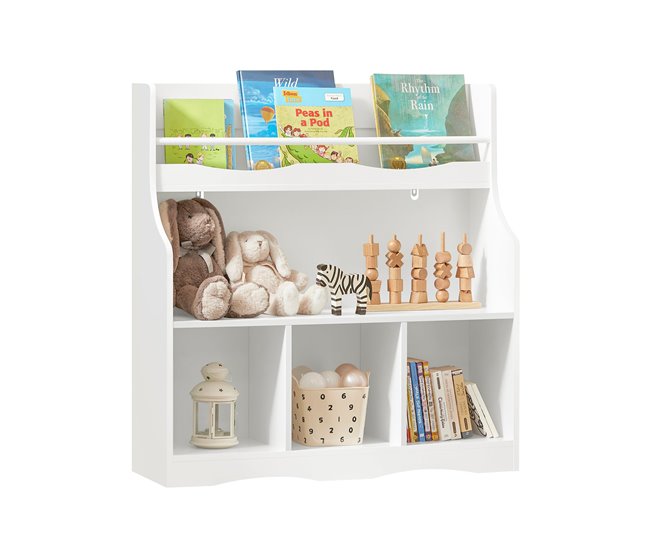 Conforama Estantería Infantil para Libros Organizador de Juguetes Multifuncional con 3 compartimientos y 1 estante KMB57-W SoBuy