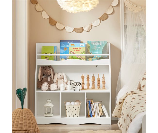 Conforama Estantería Infantil para Libros Organizador de Juguetes Multifuncional con 3 compartimientos y 1 estante KMB57-W SoBuy Devoluciones gratuitas