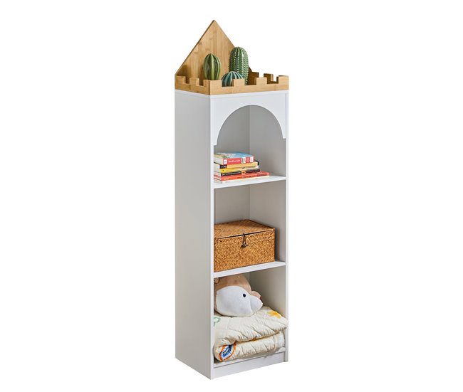 Conforama Estantería infantil con estantes diseño de candado aprox. 40 x 150 x 30 cm KMB42-W SoBuy
