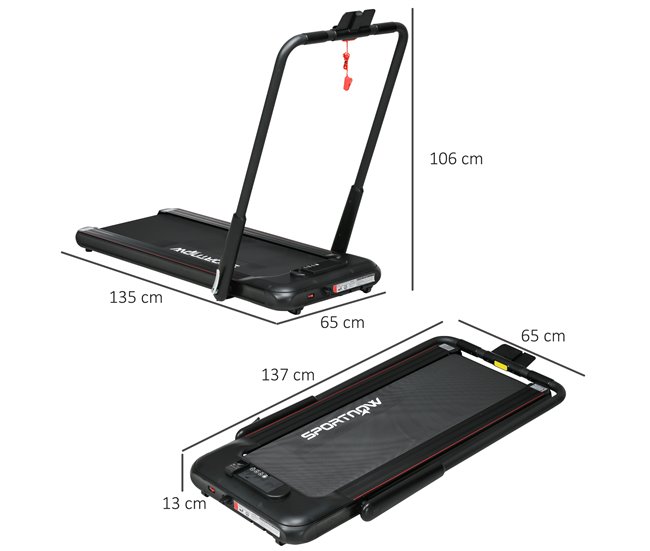 Conforama SPORTNOW 2 en 1 Cinta de Correr Plegable Velocidad 12 km/h Cinta de Andar Control Remoto Superficie de Carrera 36x105 cm Pantalla LED y Ruedas para Fitness en Casa 135x65x106 cm Negro Los más vendidos