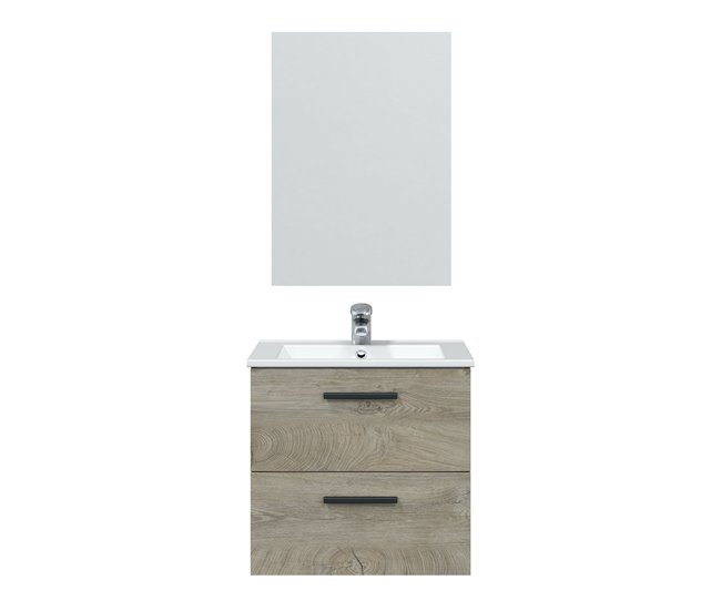 Conforama Mueble baño suspendido Alan 2 cajones espejo y lavabo Alaska Grandes descuentos