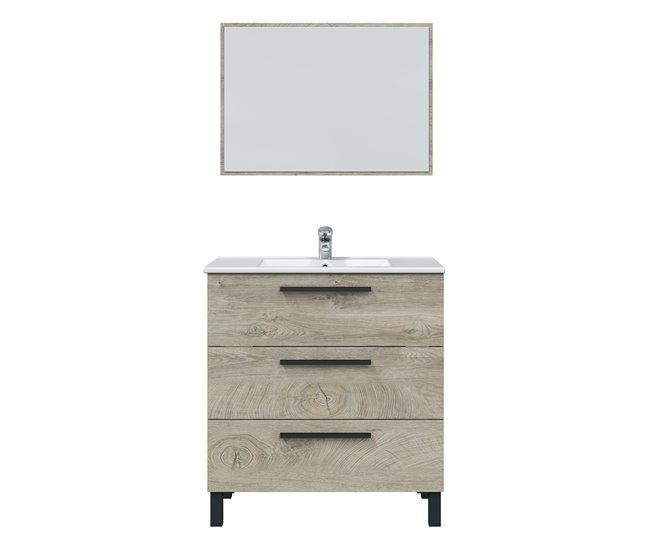 Conforama Mueble baño Alise 3 cajones espejo sin lavabo Alaska Liquidación