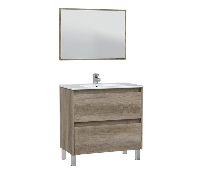 Conforama Mueble baño Devin 2 cajones espejo y lavabo PMMA Nordik Envío internacional gratuito
