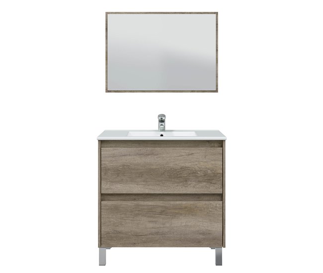 Conforama Mueble baño Devin 2 cajones espejo y lavabo PMMA Nordik Envío internacional gratuito
