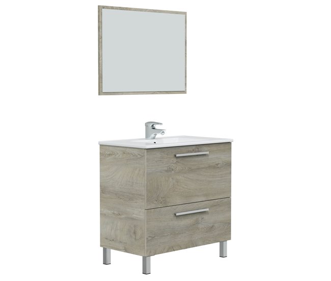 Conforama Mueble baño Luis 1 cajón 1 puerta espejo y lavabo Alaska Limitado a 3 días