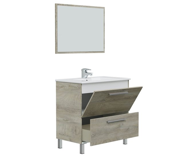 Conforama Mueble baño Luis 1 cajón 1 puerta espejo y lavabo Alaska Limitado a 3 días