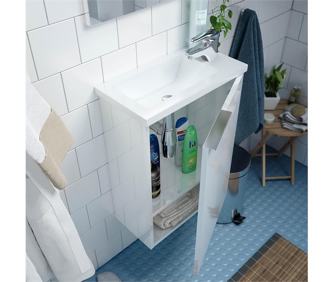 Conforama Mueble baño Elsa 1 puerta espejo y lavabo Blanco brillo Precios de Black Friday