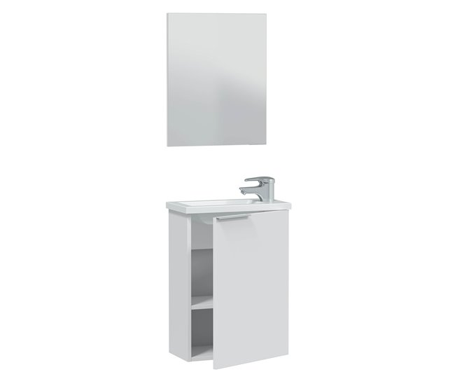 Conforama Mueble baño Elsa 1 puerta espejo y lavabo Blanco brillo Precios de Black Friday