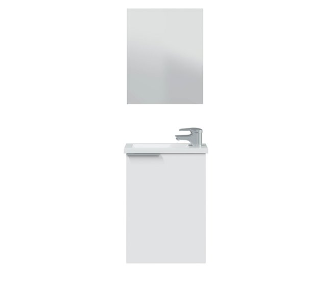 Conforama Mueble baño Elsa 1 puerta espejo y lavabo Blanco brillo Precios de Black Friday