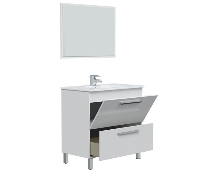 Conforama Mueble baño Luis 1 cajón 1 puerta espejo sin lavabo Blanco brillo Descuentos del mes