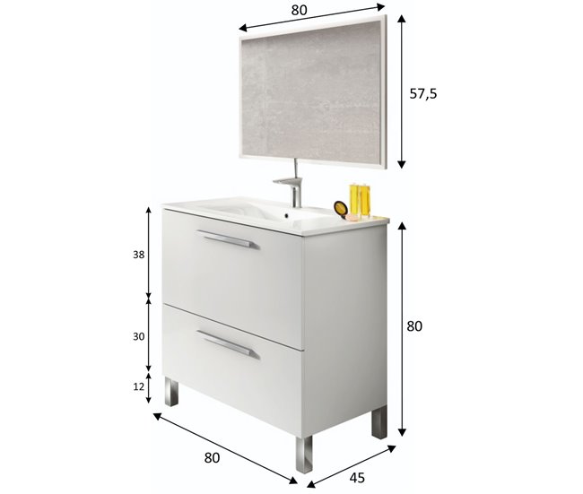 Conforama Mueble baño Luis 1 cajón 1 puerta espejo sin lavabo Blanco brillo Descuentos del mes