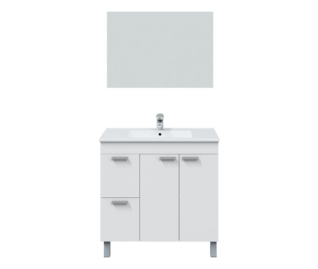Conforama Mueble baño Adam 2 puertas 2 cajones espejo sin lavabo Blanco brillo Última moda