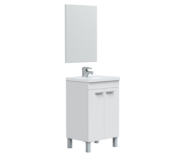 Conforama Mueble baño Levis 2 puertas espejo sin lavabo Blanco brillo Descuento por venta flash