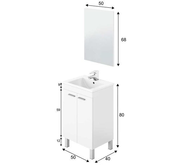 Conforama Mueble baño Levis 2 puertas espejo sin lavabo Blanco brillo Descuento por venta flash