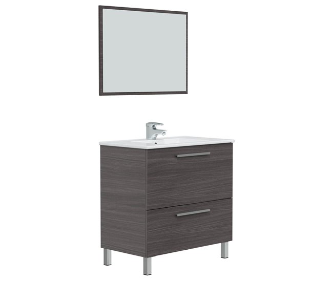 Conforama Mueble baño Luis 1 cajón 1 puerta espejo sin lavabo Gris ceniza