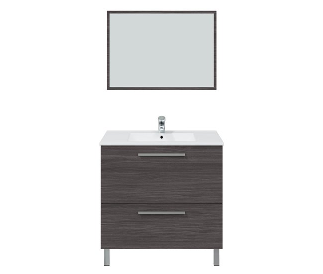 Conforama Mueble baño Luis 1 cajón 1 puerta espejo sin lavabo Gris ceniza Devoluciones gratuitas