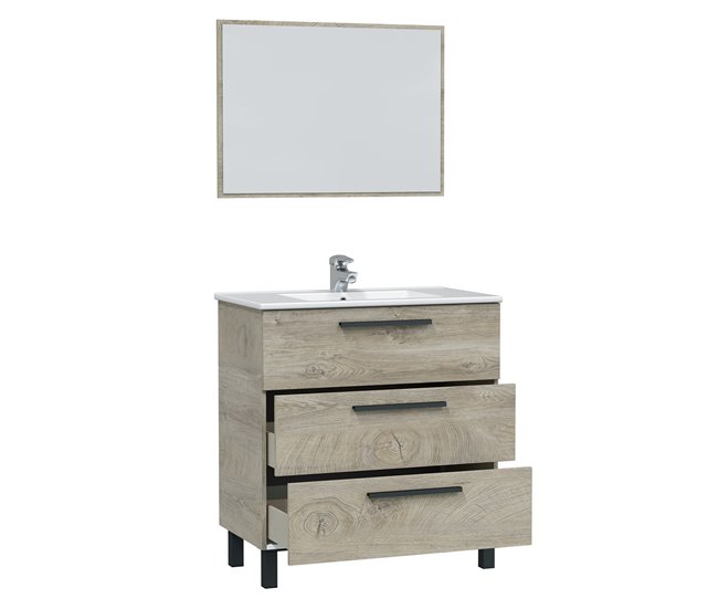 Conforama Mueble baño Alise 3 cajones espejo y lavabo Alaska 2025
