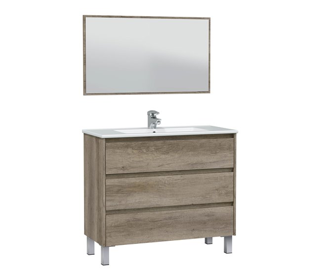 Conforama Mueble baño Devin 3 cajones espejo sin lavabo Nordik En línea