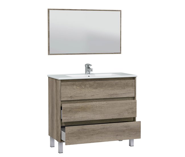 Conforama Mueble baño Devin 3 cajones espejo sin lavabo Nordik En línea