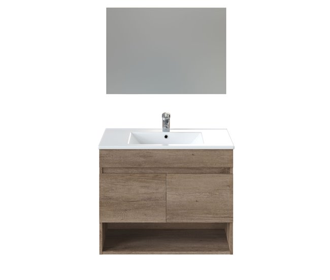 Conforama Mueble baño Clara suspendido 2 puertas espejo sin lavabo Nordik Outlet online