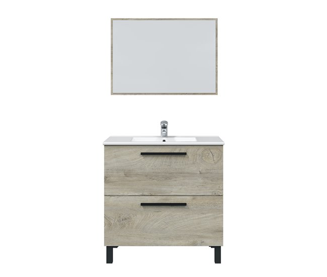 Conforama Mueble baño Alise 2 cajones espejo sin lavabo Alaska En oferta