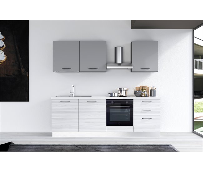 Conforama Cocina GILDA 2.0 Izquierda L240 Titanio Frassino y Light grey Ventas relámpago