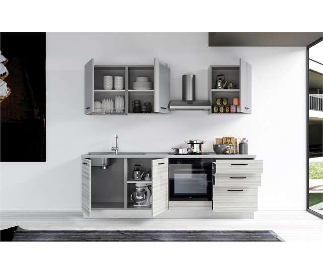 Conforama Cocina GILDA 2.0 Izquierda L240 Titanio Frassino y Light grey Ventas relámpago