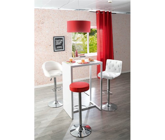 Conforama Taburete ajustable y giratorio FLIP II PU blanco Promoción por tiempo limitado
