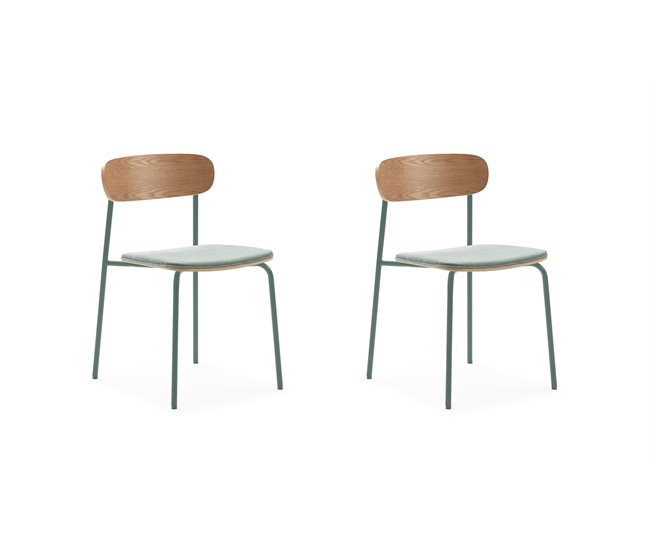 Conforama Pack de 2 unidades silla de cocina ADRIANA fija cojín aguamarina