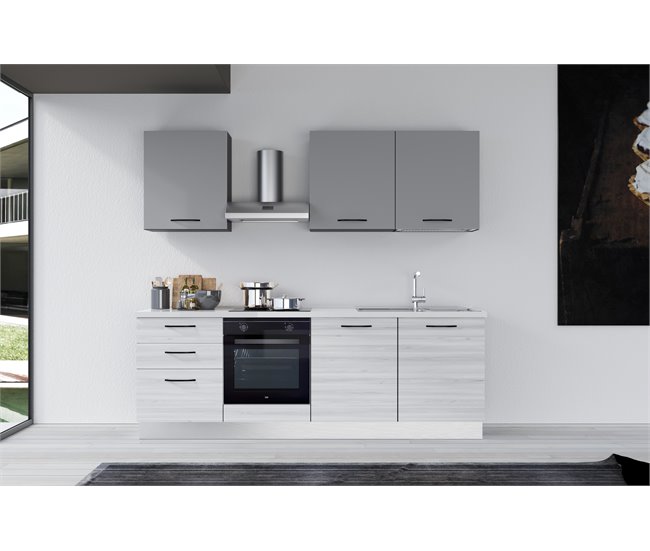 Conforama Cocina GILDA 2.0 Derecha L240 Titanio Frassino y Light grey Envío internacional gratuito