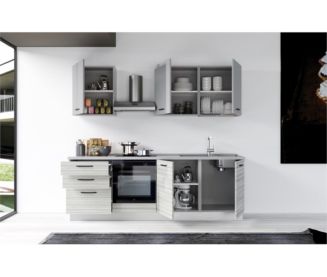 Conforama Cocina GILDA 2.0 Derecha L240 Titanio Frassino y Light grey Envío internacional gratuito