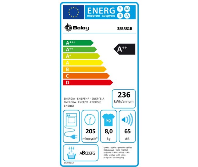 Conforama Secadora bomba de calor 8Kg color blanco BALAY 3SB581B Libre de impuestos