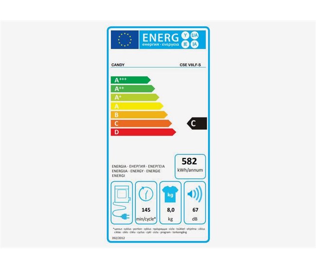 Conforama Secadora CANDY CSE V8LF-S 8Kg Smart Touch Evacuación blanco Precio ultrabajo