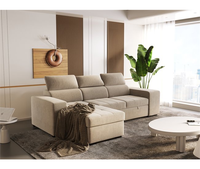 Conforama Chaise longue PHOENIX convertible en cama reversible color beige Tienda