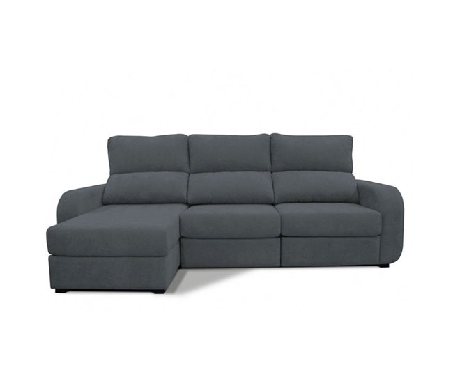 Conforama Chaise longue convertible en cama tela APRIL izquierdo gris