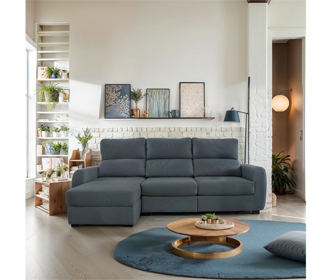 Conforama Chaise longue convertible en cama tela APRIL izquierdo gris Liquidación