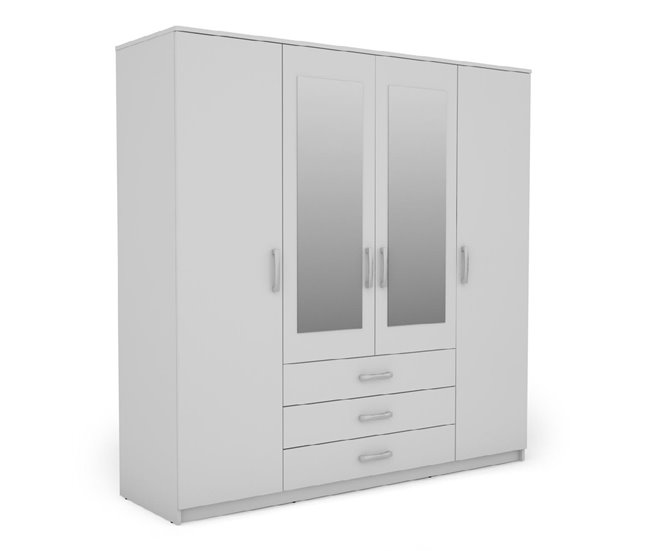 Conforama Armario DUNA 4 puertas batientes 2 espejos 200x200cm blanco Rebajas online