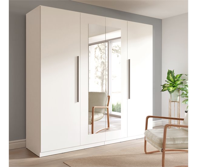 Conforama Armario HELEN puertas batientes 2 espejos 227x212cm blanco Oferta especial