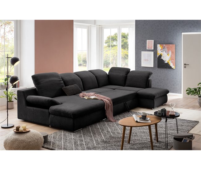 Conforama Rinconera con cama ISONA tela lado derecho color antracita Últimos 2 días
