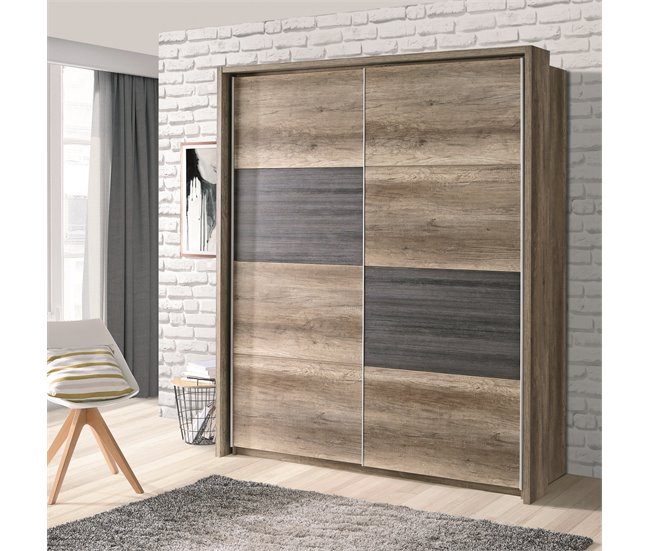 Conforama Armario SKIVE puertas correderas 170x209cm negro Solo hoy