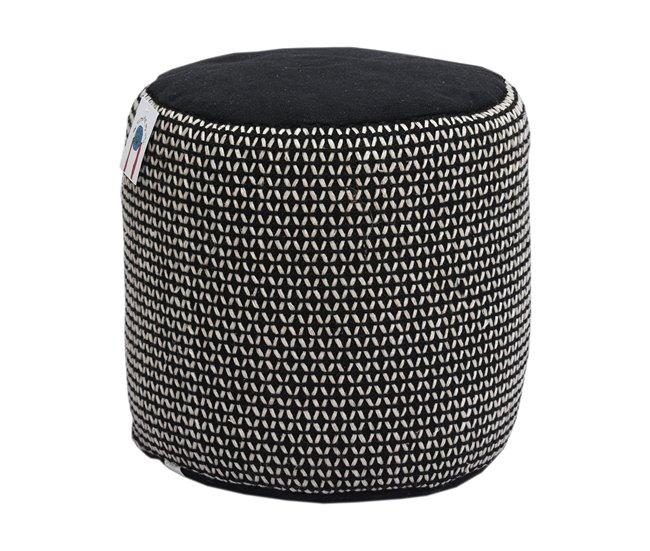 Conforama Puff algodón KOFI redondo blanco y negro 45x45cm Envío internacional gratuito